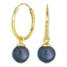 18 mm donkerblauw kristal creool in verguld zilver