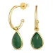 12 mm groen onyx creool in verguld zilver