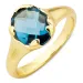 donkerblauw kristal ring in verguld messing - Eliné
