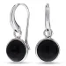 rond zwarte onyx oorbellen in verzilverd messing - Loom Stones
