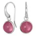 rond pink kristal oorbellen in verzilverd messing - Loom Stones