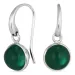 rond donkergroen kristal oorbellen in verzilverd messing - Loom Stones