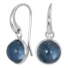 rond blauwe donkerblauw kristal oorbellen in verzilverd messing - Loom Stones