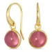 rond pink kristal oorbellen in verguld messing - Loom Stones