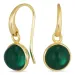 rond donkergroen kristal oorbellen in verguld messing - Loom Stones