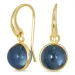 rond blauwe donkerblauw kristal oorbellen in verguld messing - Loom Stones