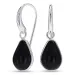 druppel zwarte onyx oorbellen in verzilverd messing - Loom Stones
