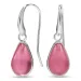 druppel pink kristal oorbellen in verzilverd messing - Loom Stones