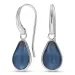 druppel donkerblauw donkerblauw kristal oorbellen in verzilverd messing