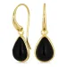 druppel zwarte onyx oorbellen in verguld messing - Loom Stones