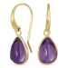 druppel paarse kristal oorbellen in verguld messing - Loom Stones