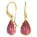 druppel pink kristal oorbellen in verguld messing - Loom Stones
