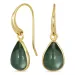 druppel groen kristal oorbellen in verguld messing - Loom Stones
