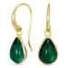 druppel donkergroen kristal oorbellen in verguld messing - Loom Stones
