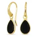 druppel zwarte onyx oorbellen in verguld messing - Loom Stones