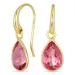 druppel pink kristal oorbellen in verguld messing - Loom Stones