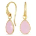 druppel roze kristal oorbellen in verguld messing - Loom Stones
