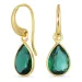 druppel donkergroen kristal oorbellen in verguld messing - Loom Stones