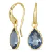 druppel blauwe donkerblauw kristal oorbellen in verguld messing - Loom Stones