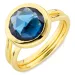 donkerblauw kristal ring in verguld messing - Loom Stones