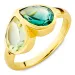 groen kristal ring in verguld messing - Loom Stones
