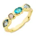 blauwe kristal ring in verguld messing - Eliné