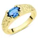 donkerblauw kristal ring in verguld messing - Eliné
