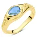 blauwe kristal ring in verguld messing - Eliné