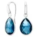 donkerblauw kristal oorbellen in verzilverd messing - Loom Stones