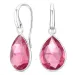 pink kristal oorbellen in verzilverd messing - Loom Stones