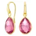 pink kristal oorbellen in verguld messing - Loom Stones