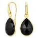zwarte onyx oorbellen in verguld messing - Loom Stones
