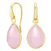 roze kristal oorbellen in verguld messing - Loom Stones