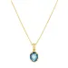 donkerblauw kristal ketting met hanger in verguld messing - Eliné