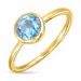 donkerblauw kristal ring in verguld messing - Loom Stones