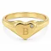 letter b zirkoon ring in verguld messing