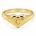 letter c zirkoon ring in verguld messing
