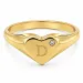 letter d zirkoon ring in verguld messing