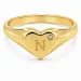 letter n zirkoon ring in verguld messing