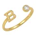 letter b zirkoon ring in verguld messing