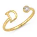 letter d zirkoon ring in verguld messing
