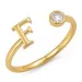 letter f zirkoon ring in verguld messing