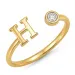 letter h zirkoon ring in verguld messing