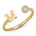 letter m zirkoon ring in verguld messing