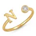 letter n zirkoon ring in verguld messing