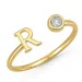 letter r zirkoon ring in verguld messing