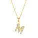 waterproof letter m zirkoon ketting met hanger in verguld staal - OCEANA
