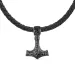 waterproof de hamer van thor ketting in leren met hanger in zwart staal - OCEANA