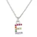 letter e veelkleurig zirkoon ketting in zilver