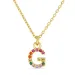 letter g veelkleurig zirkoon ketting in verguld sterlingzilver